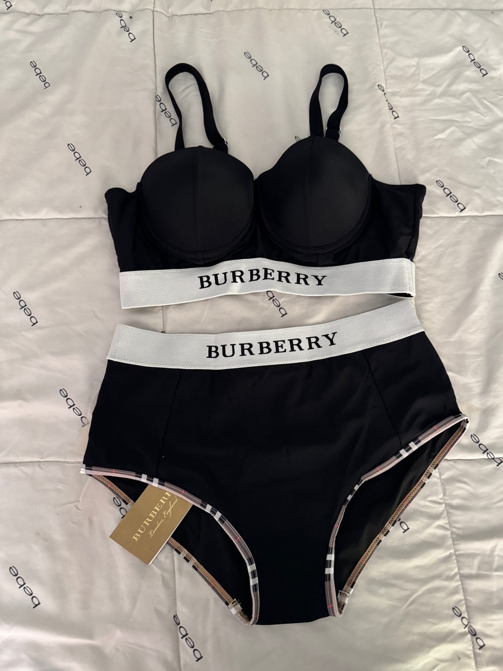 Burberry Black Check Bikini Swimsuit Set – Women’s